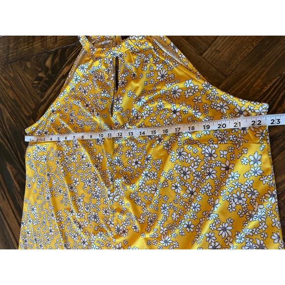 Lane Bryant Fairy Floral Top Women 14/16 Yellow Spring Summer Loose Stretchy - Picture 4 of 8